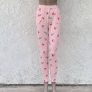 Pink Cherry Print Pajama Joggers